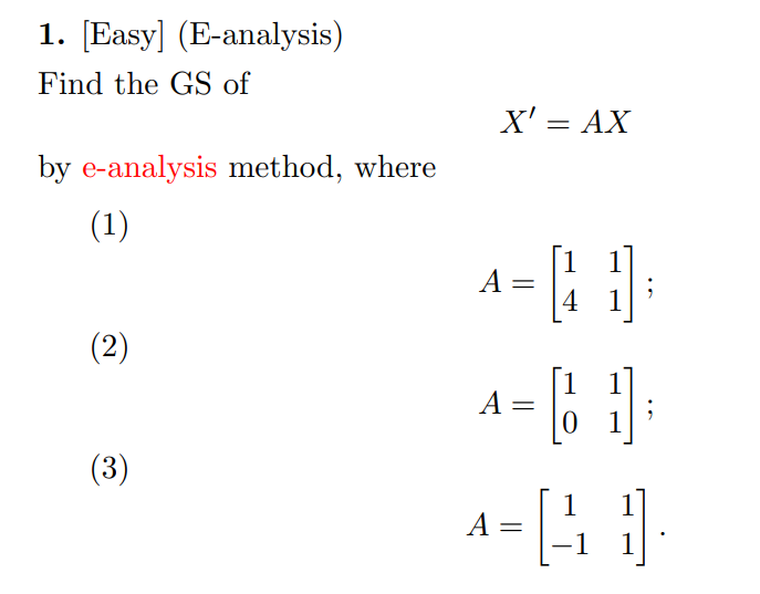[ E a s y ] ( E - analysis ) Find the G S o f x '