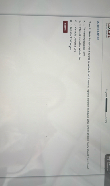 MIXLEL Progress 7 3 % Multiple Choice T would