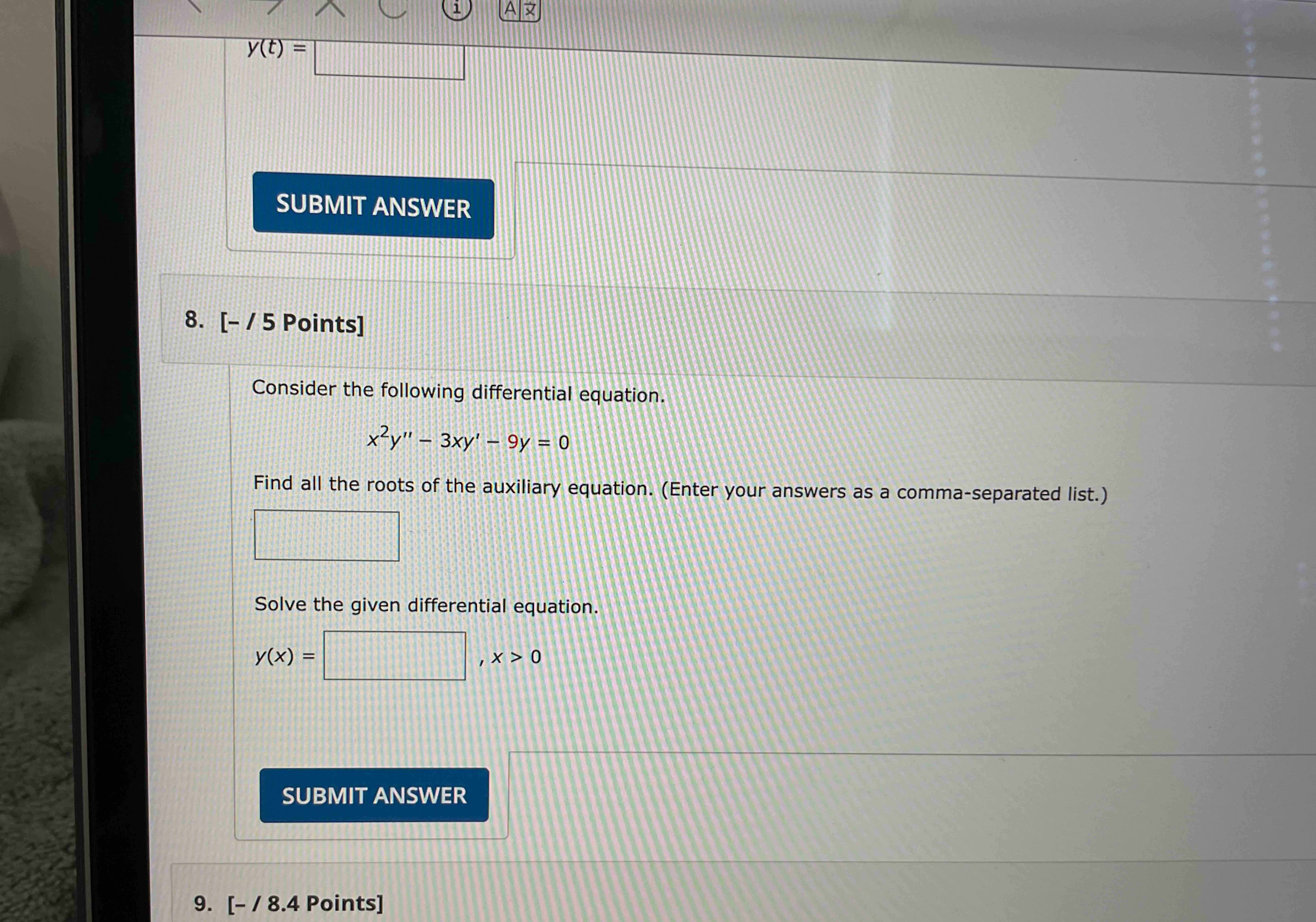 Consider the following differential equation. x 2