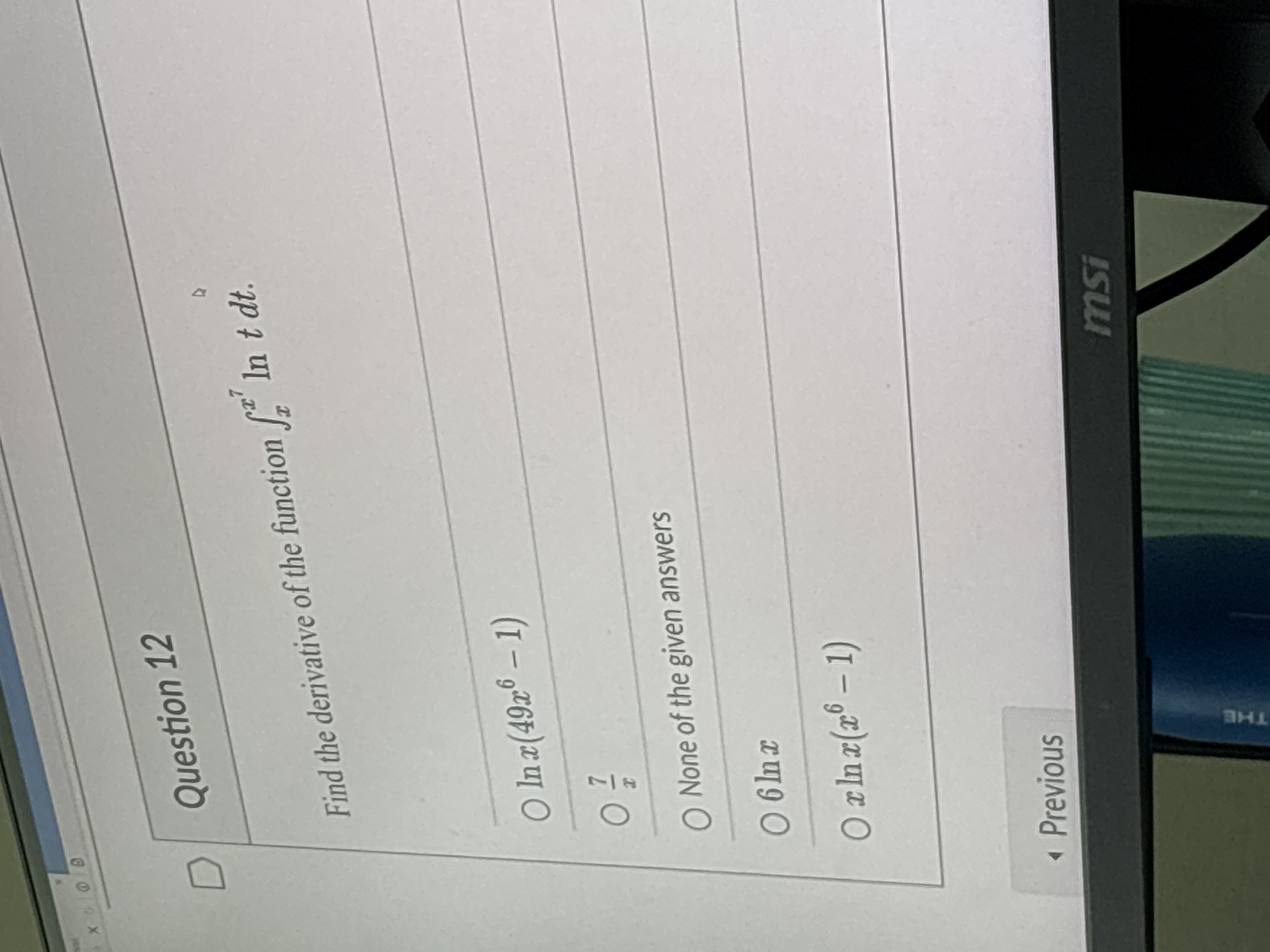 Question 1 2 Find the derivative o f the function