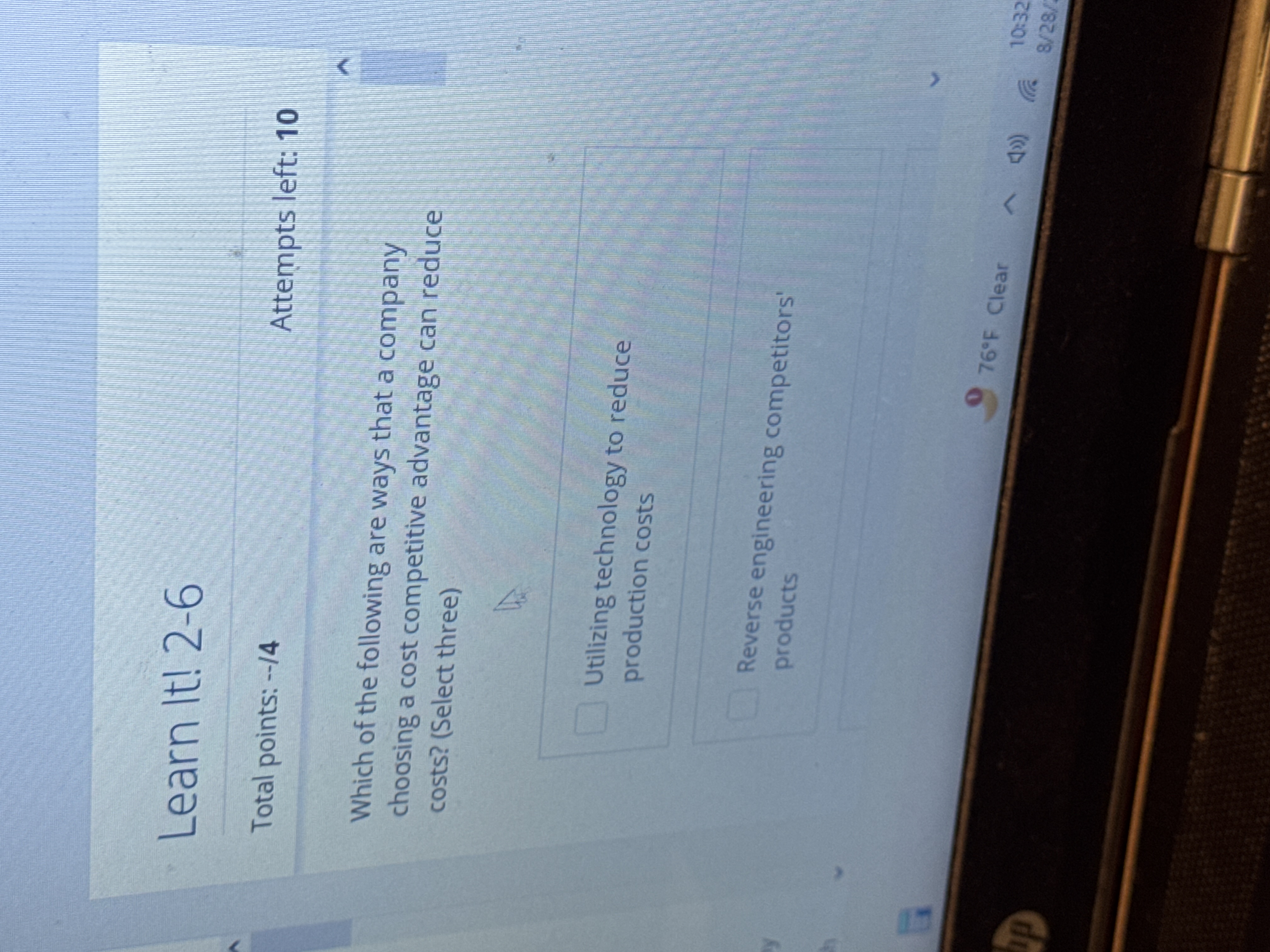 Learn It ! 2 - 6 Total points: - - / 4 Attempts