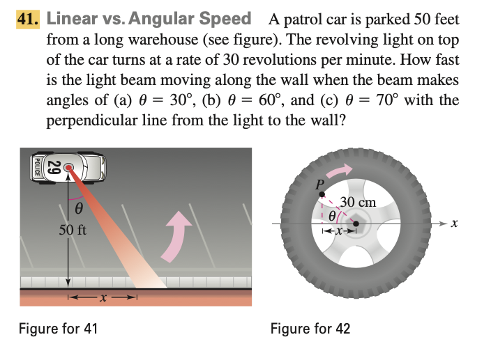 Linear vs . Angular Speed A patrol car is parked