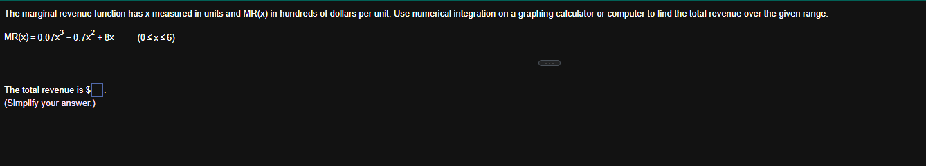 M R ( x ) = 0 . 0 7 x 3 - 0 . 7 x 2 + 8 x , ( 0 x