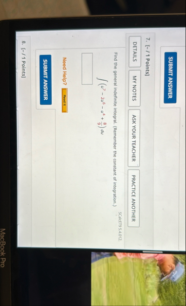 [ - / 1 Points ] SCalcET 9 5 . 4 . 0 1 2 . Find