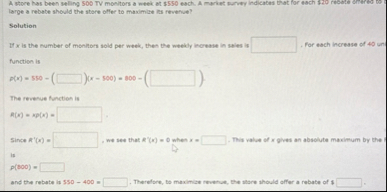 A store has been selling 5 0 0 TV monitors a meek