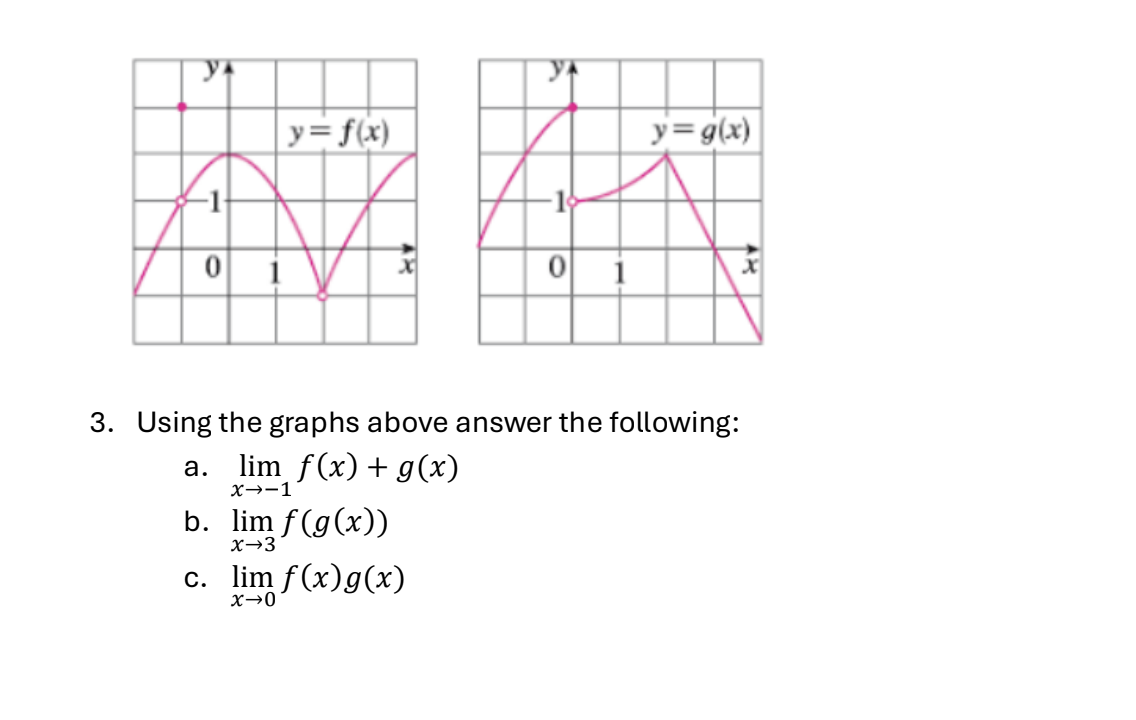 Using the graphs above answer the following: a .