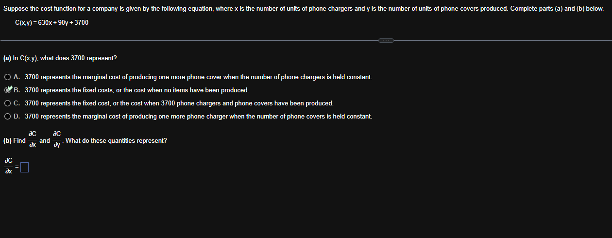 Suppose the cost function for a company i s given