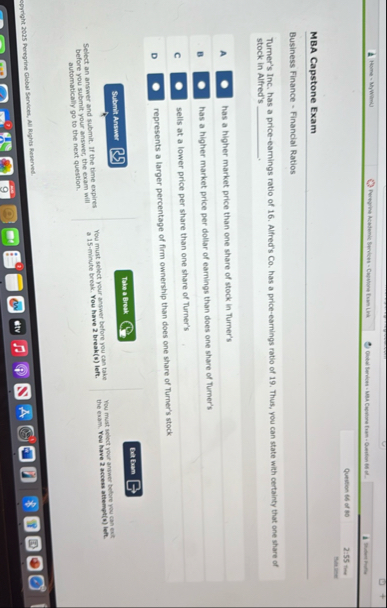 Question 6 4 ars 8 0 2 : 5 5 s m Siame MBA