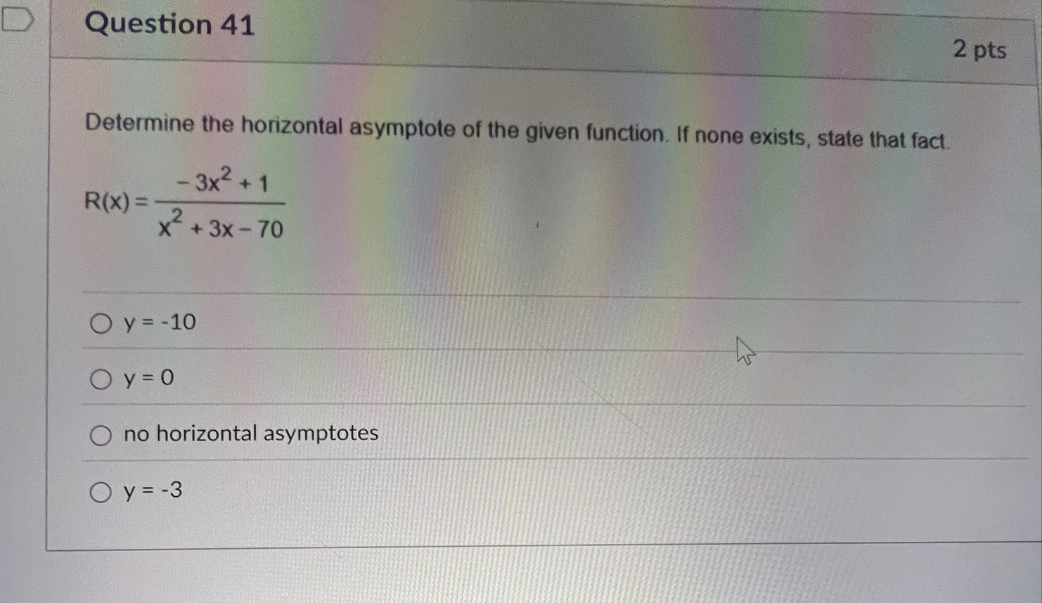 Question 4 1 2 pts Determine the horizontal