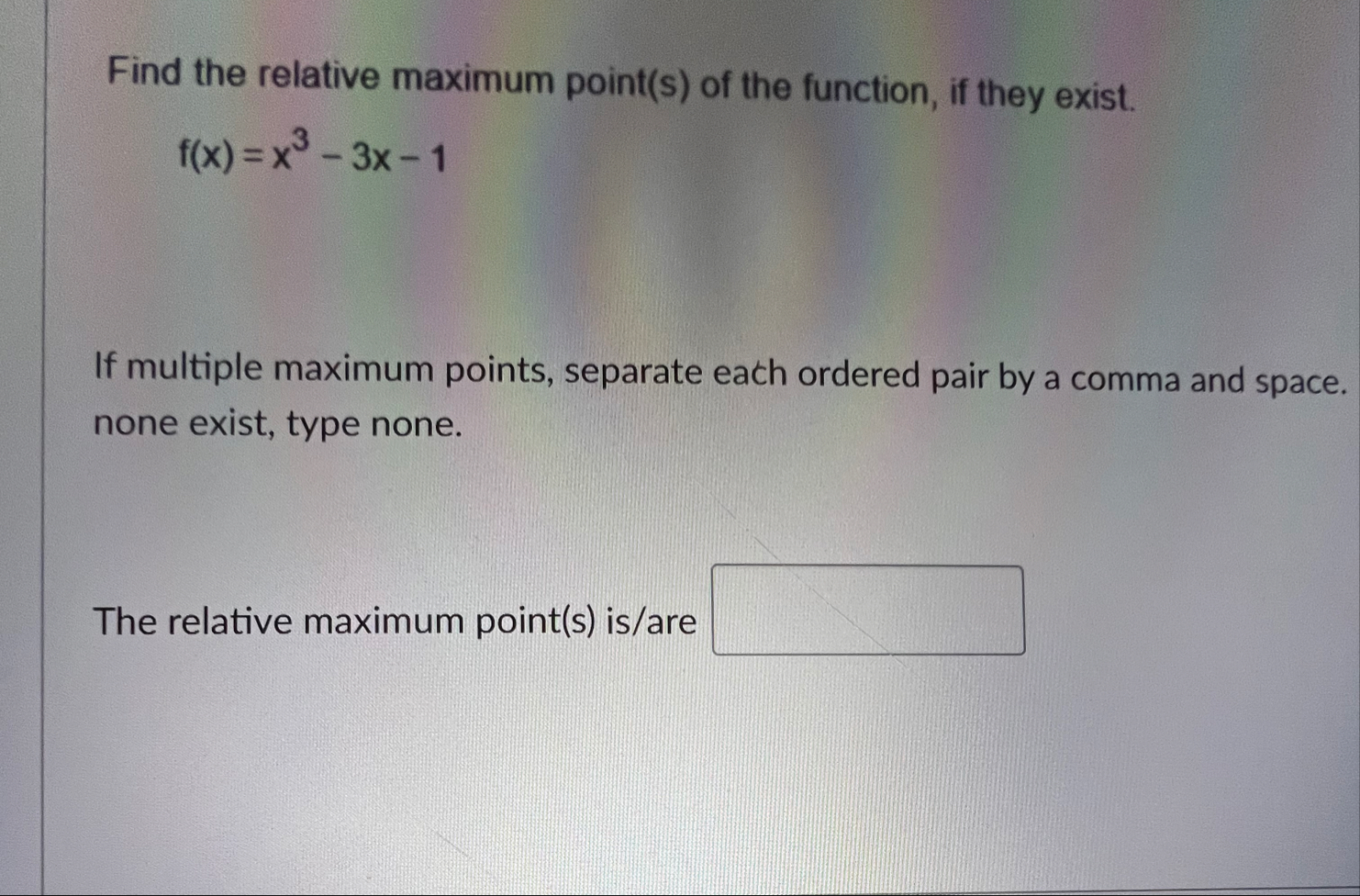 Find the relative maximum point ( s ) of the