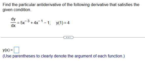 Find the particular antiderivative o f the