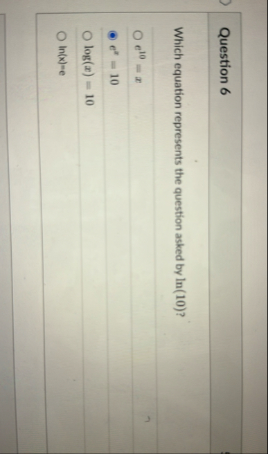 Question 6 Which equation represents the question