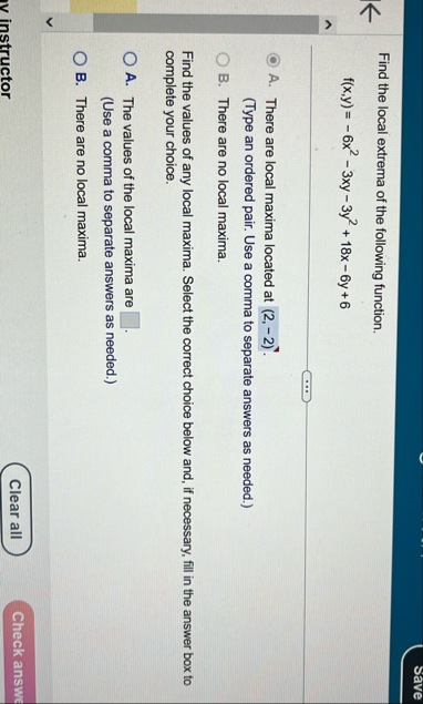 save Find the local extrema of the following