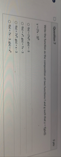 Question 7 5 pts Write the function as the
