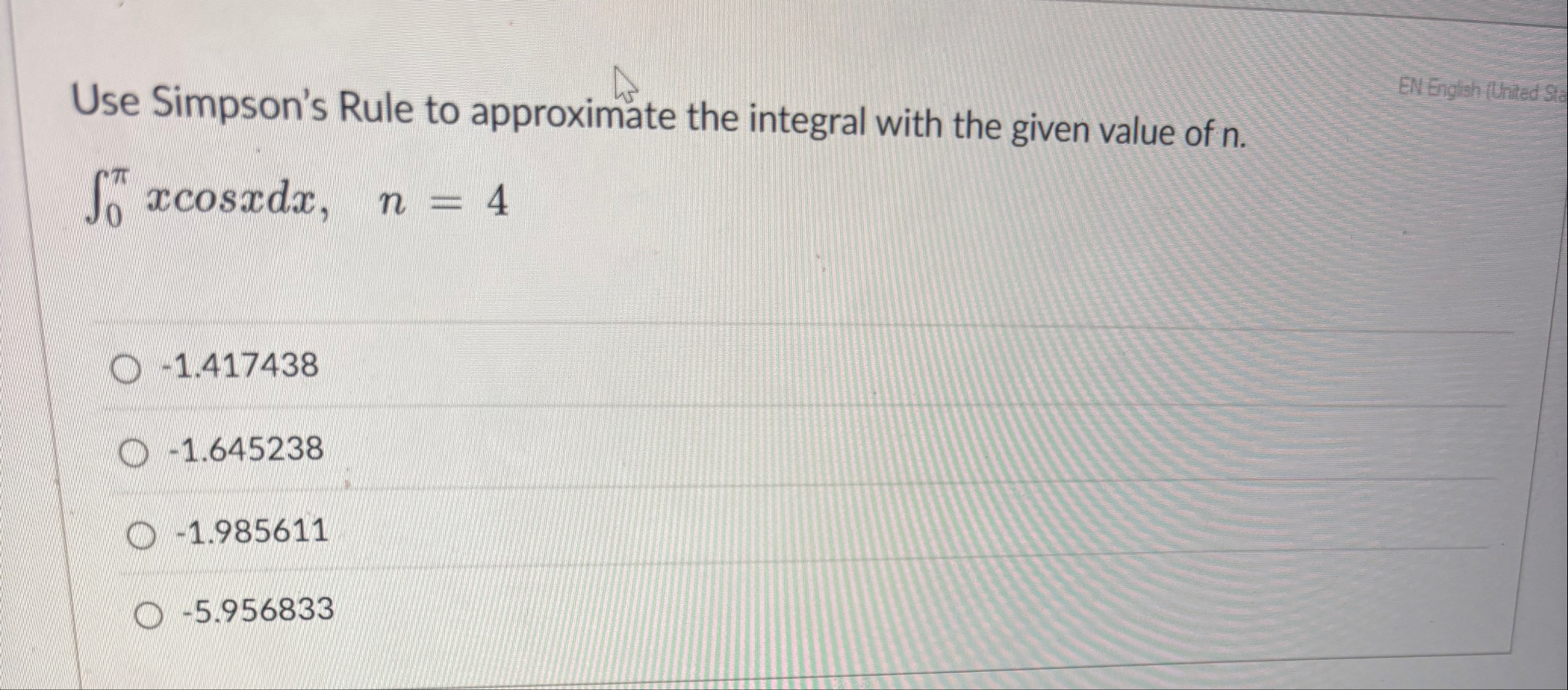 Use Simpson's Rule to approximate the integral
