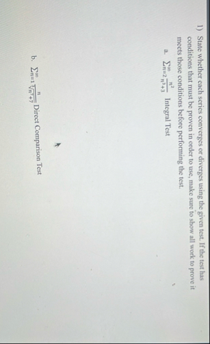 State whether each series converges or diverges