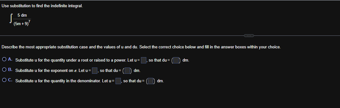 Use substitution t o find the indefinite