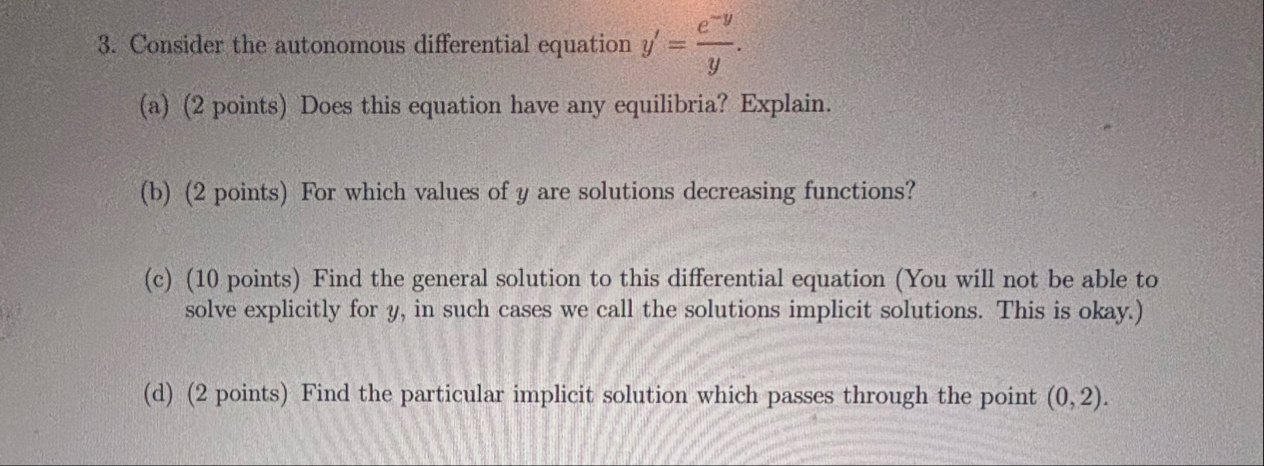 Consider the autonomous differential equation y '