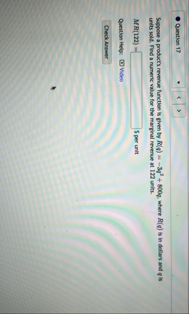 Question 1 7 Suppose a product's revenue function