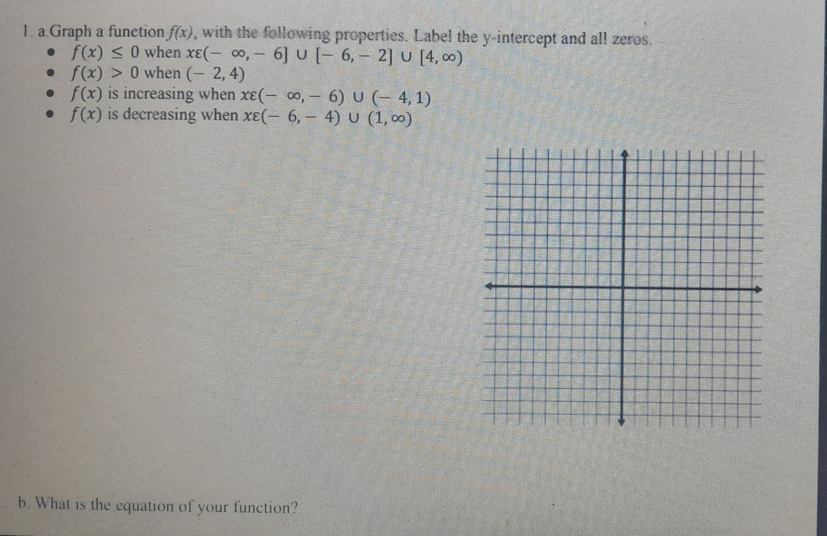 a . Graph a function f ( x ) , with the following