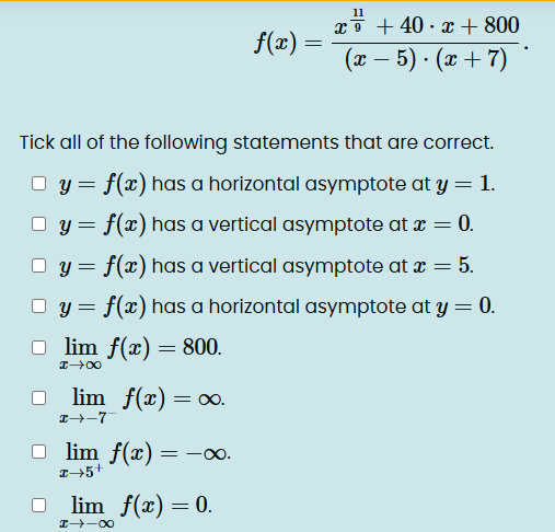 Consider the function f ( x ) = x 1 1 9 + 4 0 * x