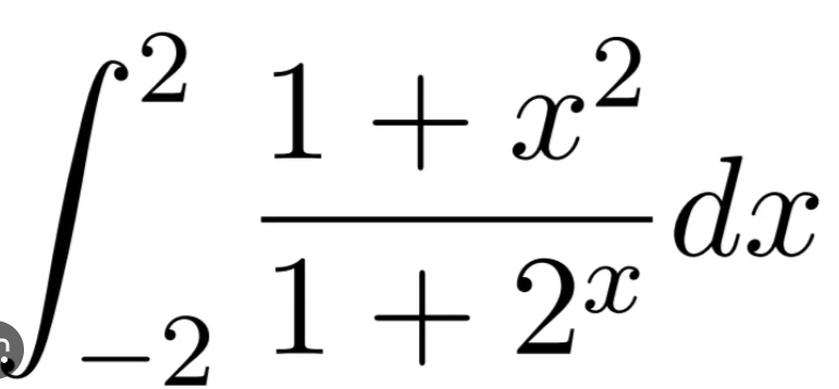 \ int _ ( - 2 ) ^ 2 ( 1 + x ^ ( 2 ) ) / ( 1 + 2 ^