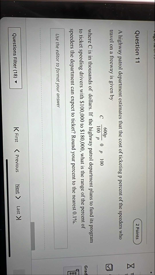 Question 1 1 A highway patrol department