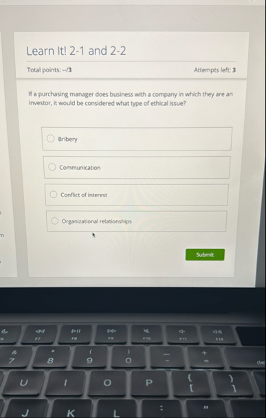 Learn It ! 2 - 1 and 2 - 2 Total points: - - / 3