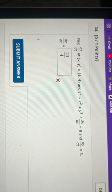 Gmail YouTube Maps Amazon 3 4 . [ 0 / 1 Points ]