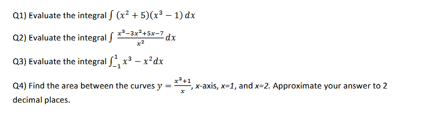 Q 1 ( x 2 + 5 ) ( x 3 - 1 ) d x Q 2 x 3 - 3 x 2 +