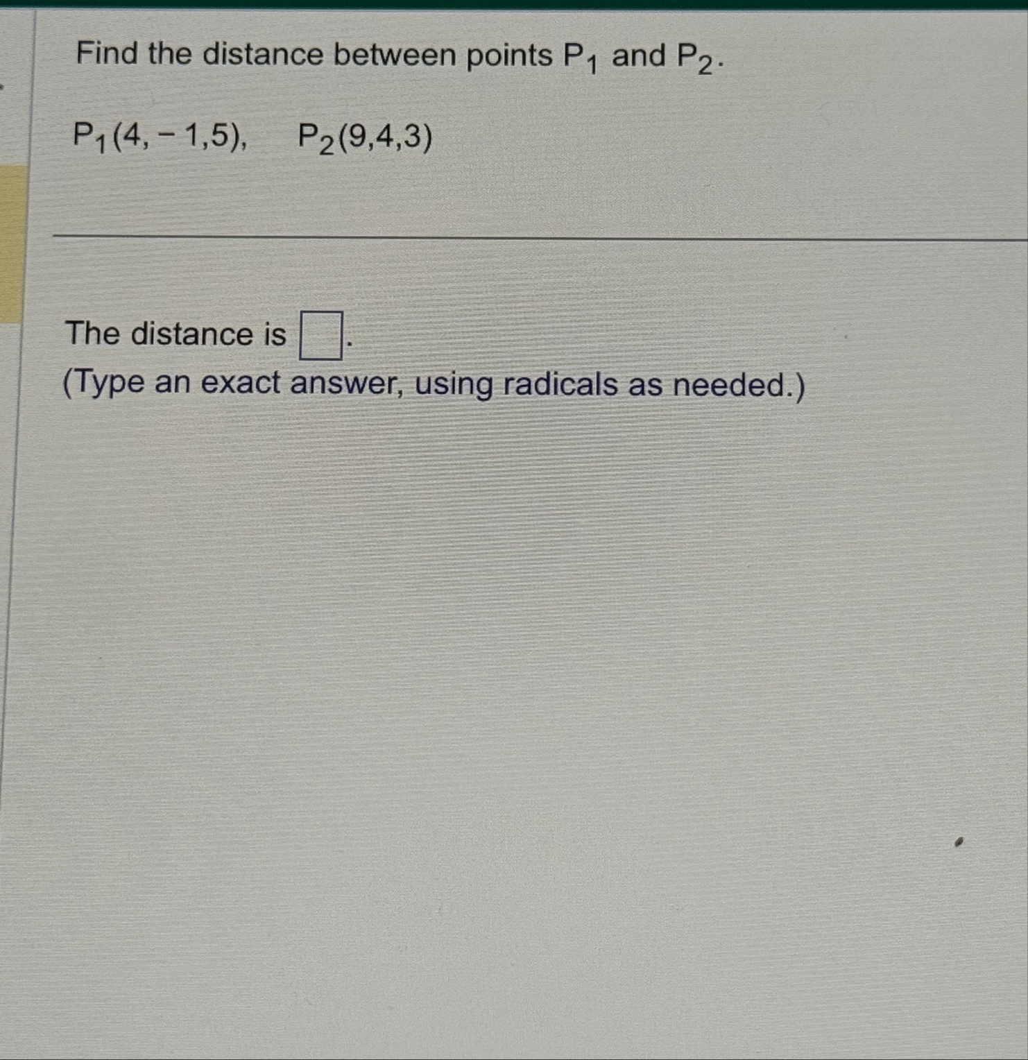 Find the distance between points P 1 and P 2 . P