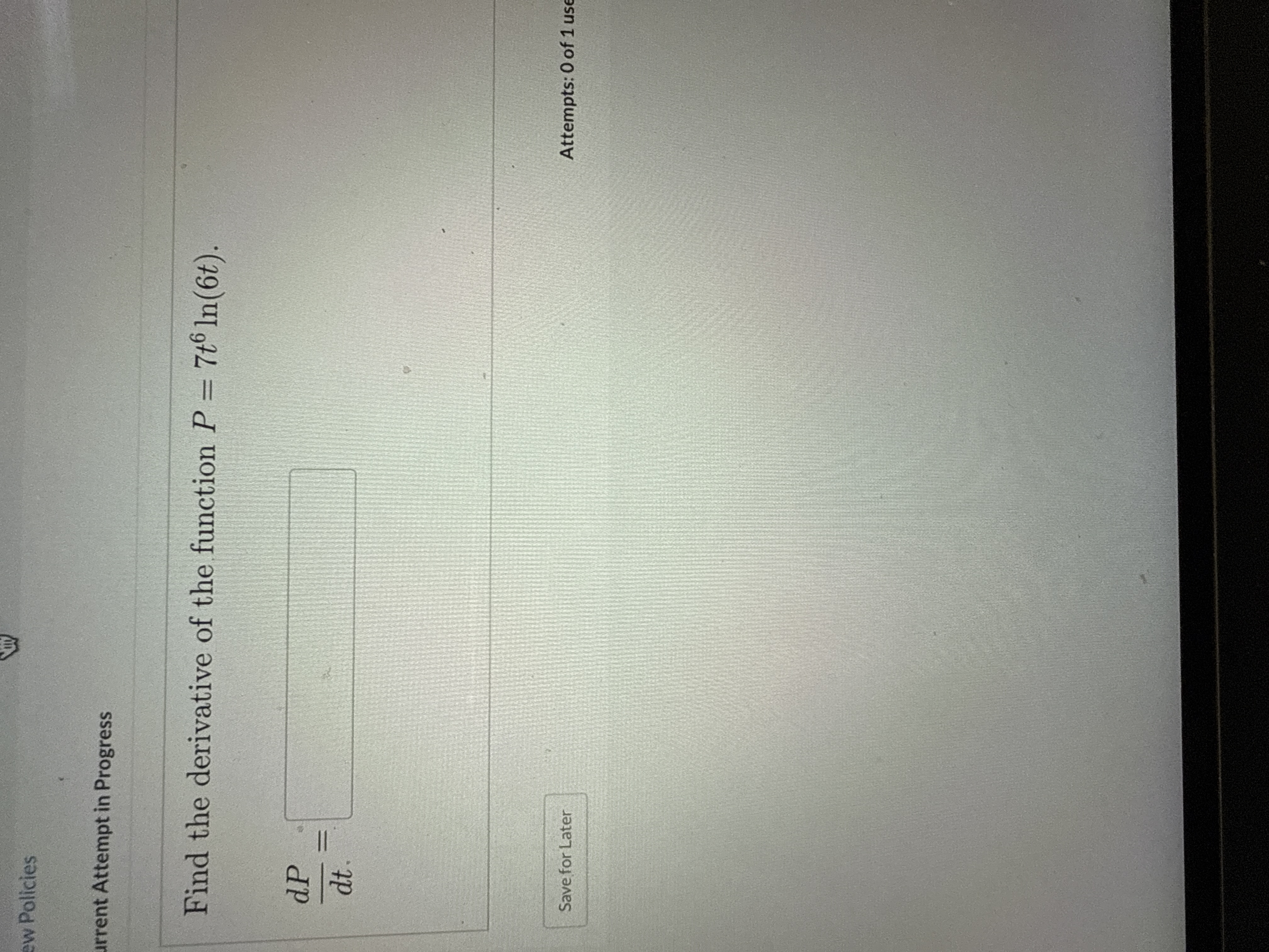 w Policies arrent Attempt i n Progress Find the