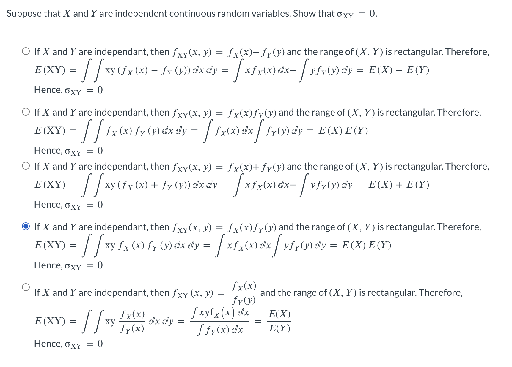 Suppose that x and Y are independent continuous