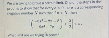 We are trying to prove a certain limit . One of