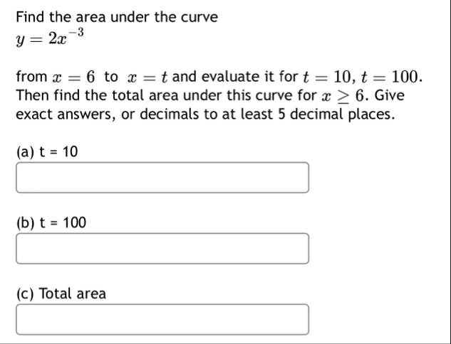 Find the area under the curve y = 2 x - 3 from x