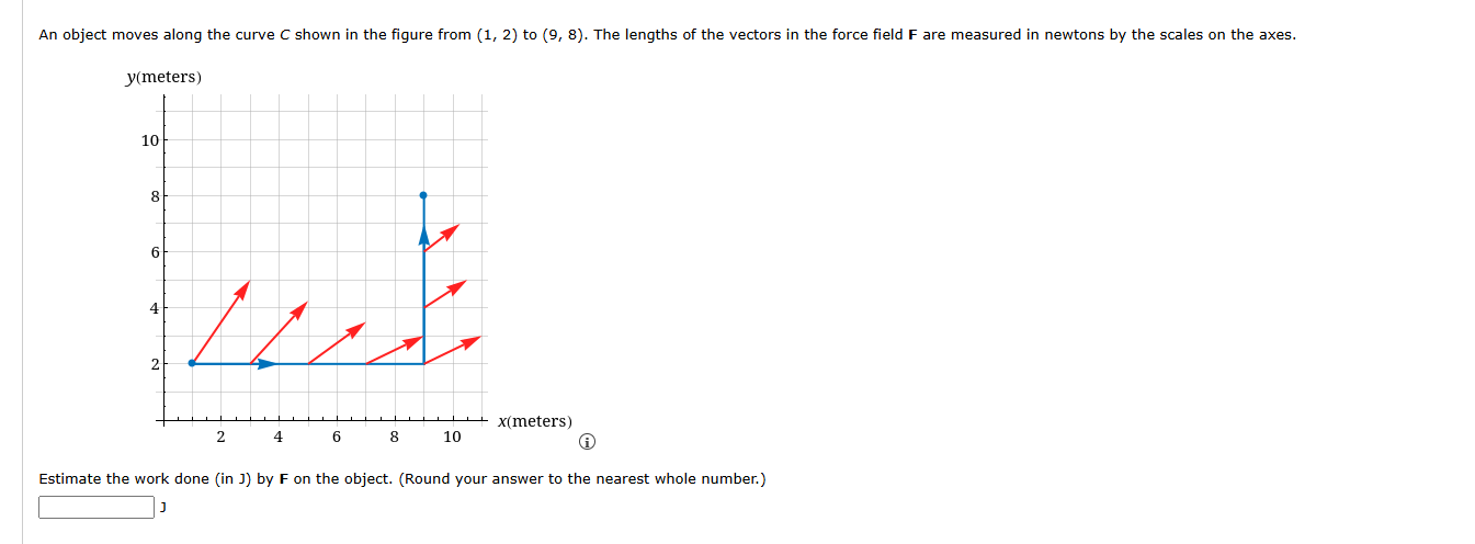 ' s ) Estimate the work done ( in J ) by F on the