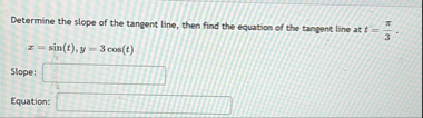 Determine the slope of the tangent line, then