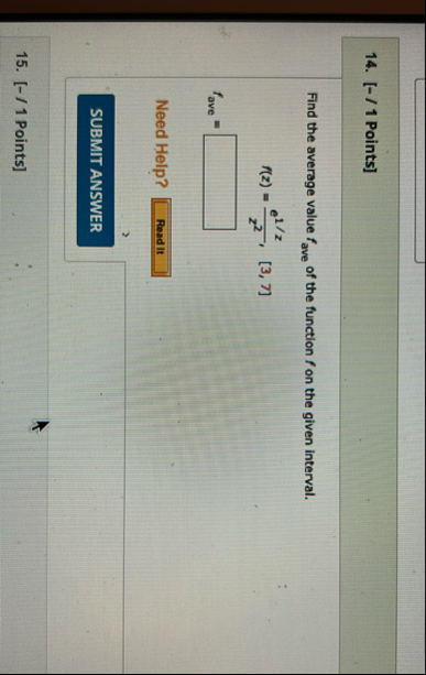 [ - / 1 Points ] Find the average value f a v e