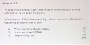 Question 3 . 3 The appointing authority ( above )