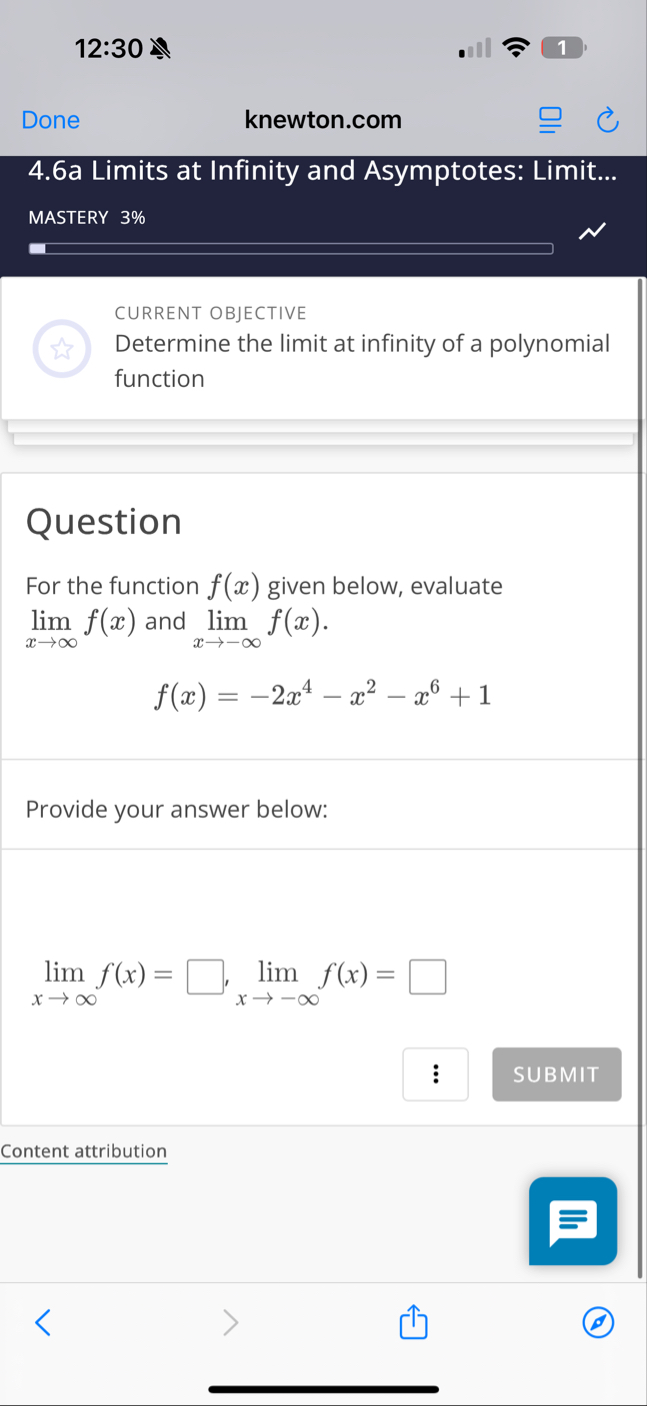 1 2 : 3 0 1 Done knewton.com 4 . 6 a Limits at