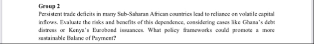 Group 2 Persistent trade deficits in many Sub -