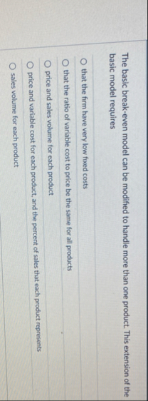 The basic break - even model can be modified to