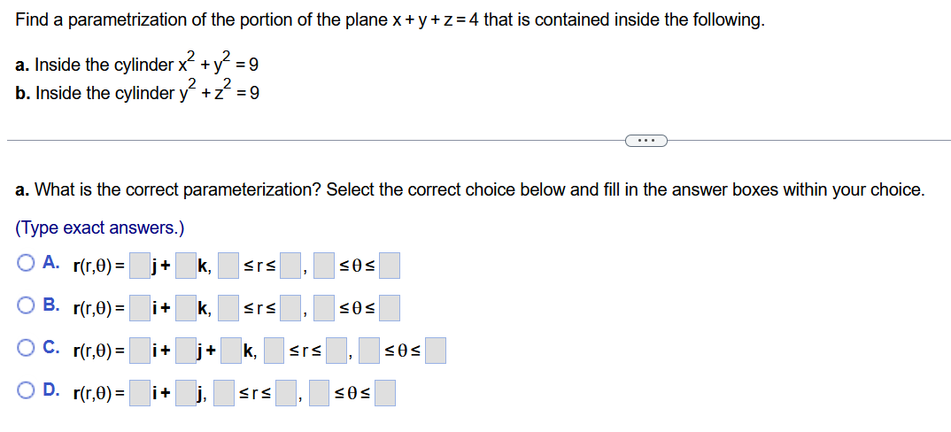 Find a parametrization o f the portion o f the