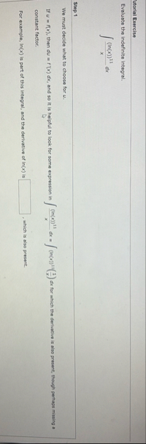 Litorial Exercise Evaluate the indefinite