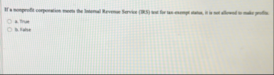 If a sorprofit cerporation meets the Internal
