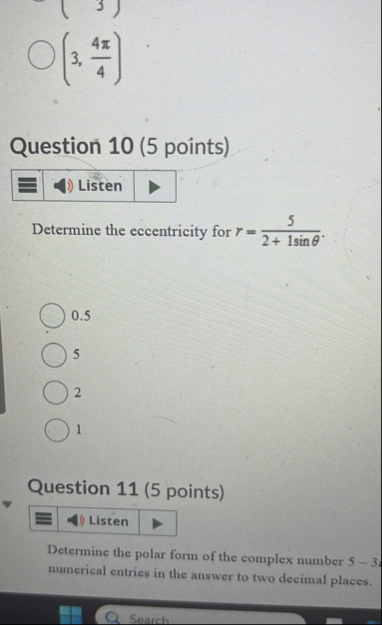 ( 3 , 4 4 ) Question 1 0 ( 5 points ) Determine