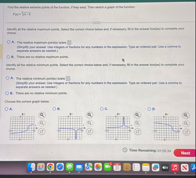 Find the relative extreme points of the function,