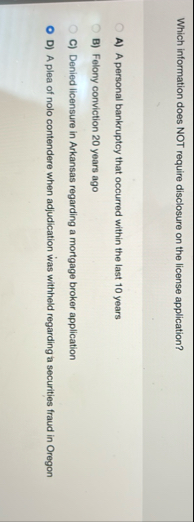 Which information does NOT require disclosure on