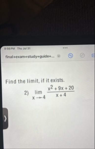 9 : 5 6 PM Thu Jul 3 1 final exam study guide . .