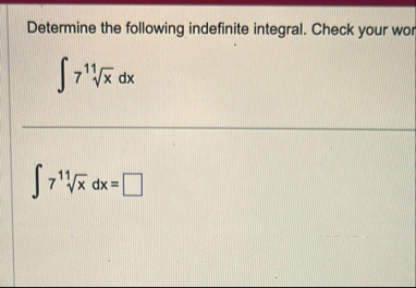 Determine the following indefinite integral.